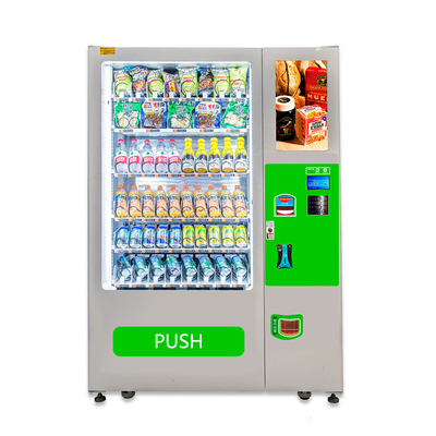 Máy bán đồ ăn nhẹ và đồ uống có hệ thống thanh toán bằng thẻ tín dụng hoặc tiền mặt